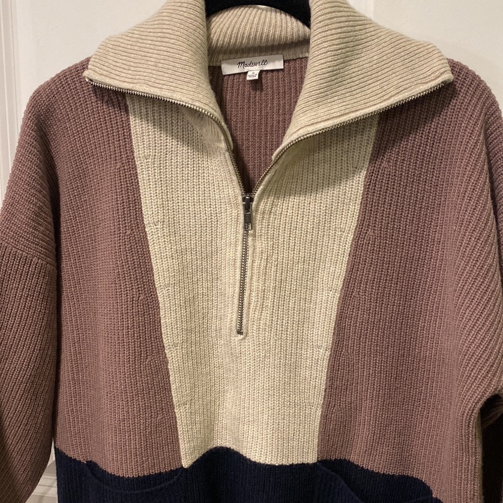 Madewell Oversized Soft Wool 1/2 Zip Colorblock Pullover EUC - Picture 4 of 12